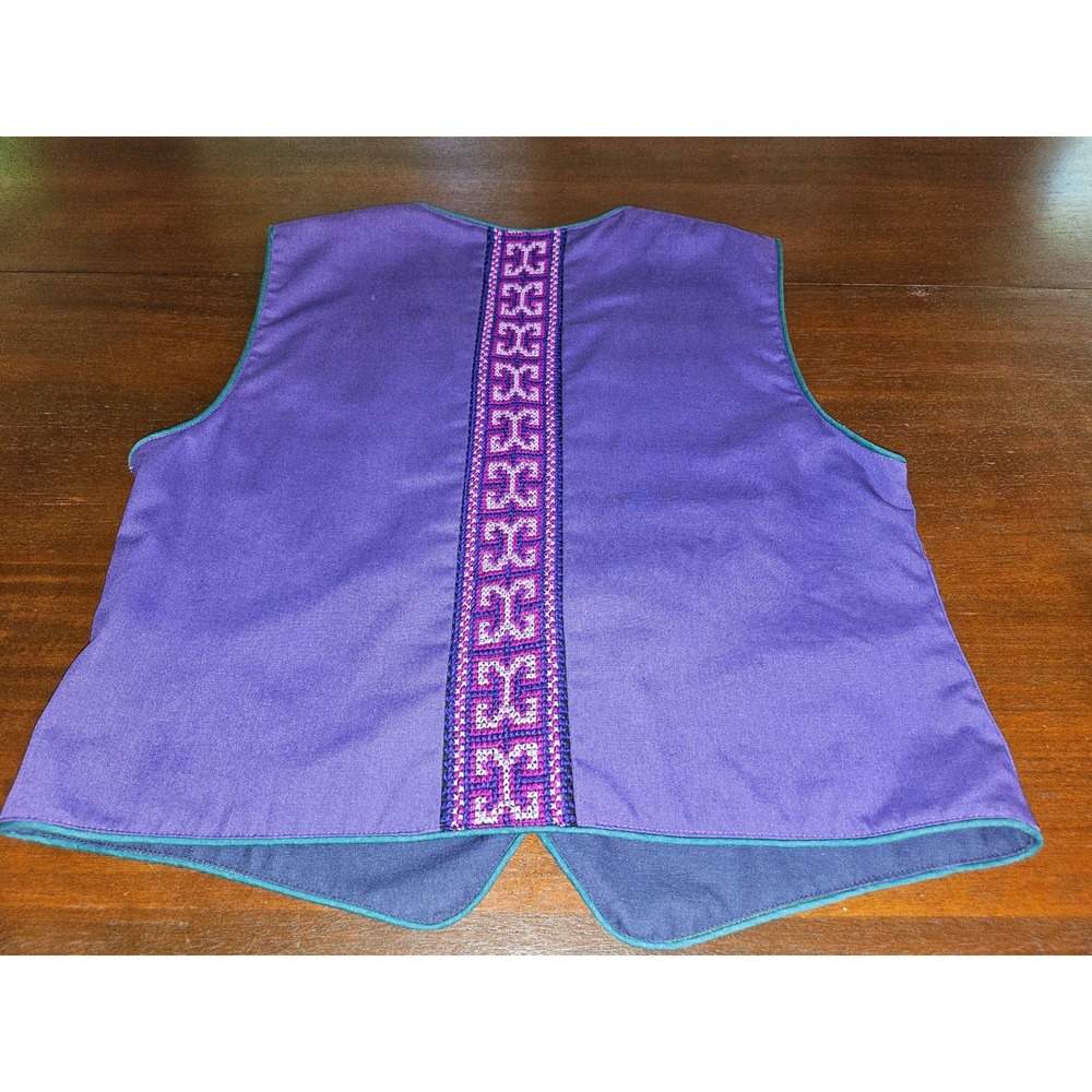 Handmade Embroidered Vest Women Large Purple Hmong Jungle Animal Art Wear - Picture 2 of 7